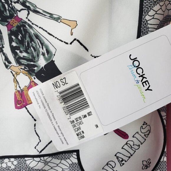 NWT 2008 Jockey Fashion Scarf White Burgundy Mauve Black - Picture 5 of 6